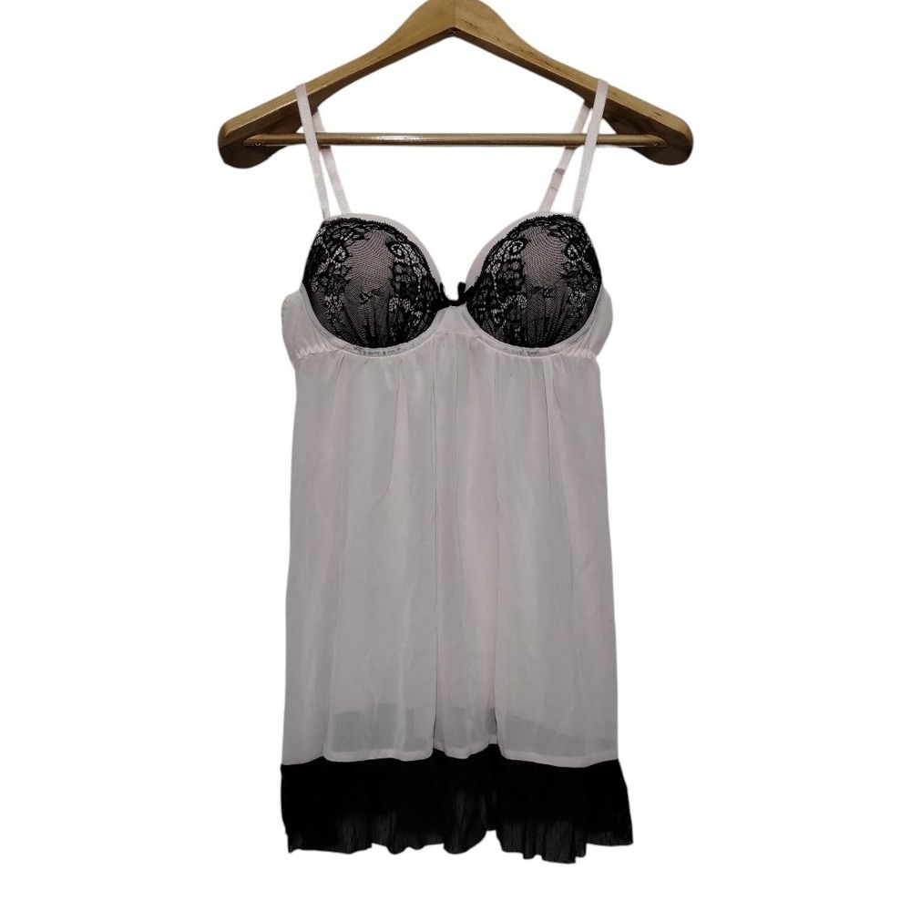 Gilligan & O'Malley Women's M Neglige Lace Trim Babydoll Nightie Sleepwear